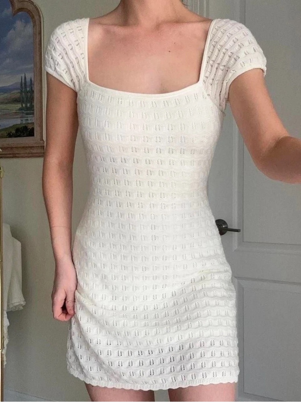White hollister crochet dress